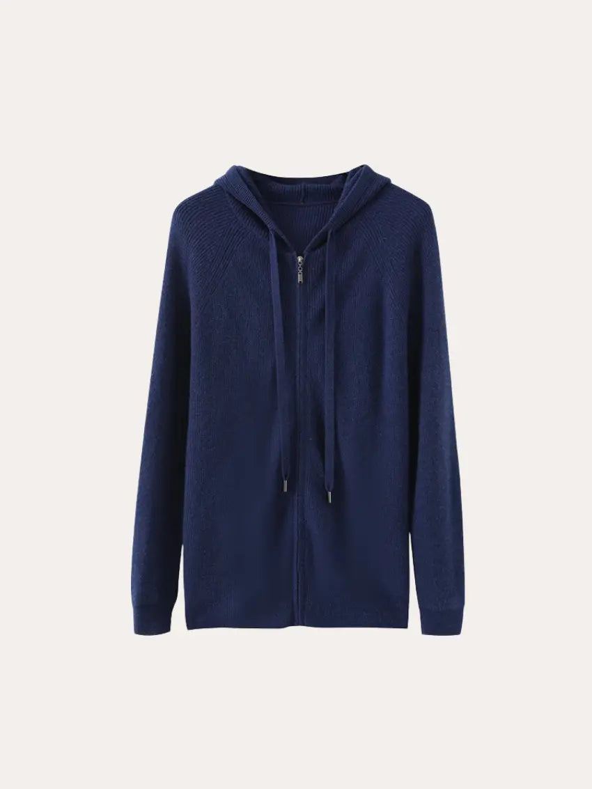 Cashmere Strik Zip Vest - Intens Blå
